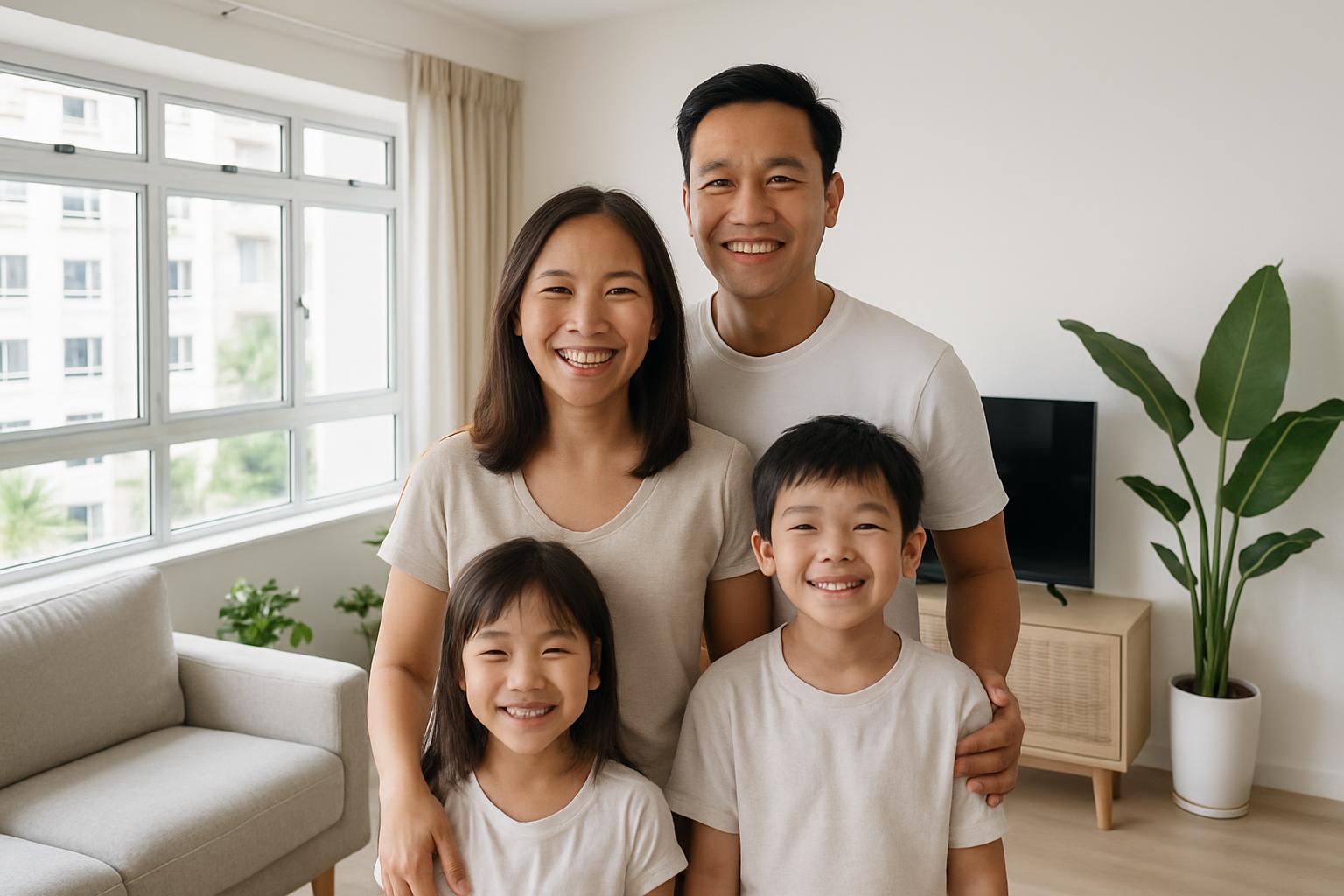 Happy Singapore family in their mold-free home after professional remediation