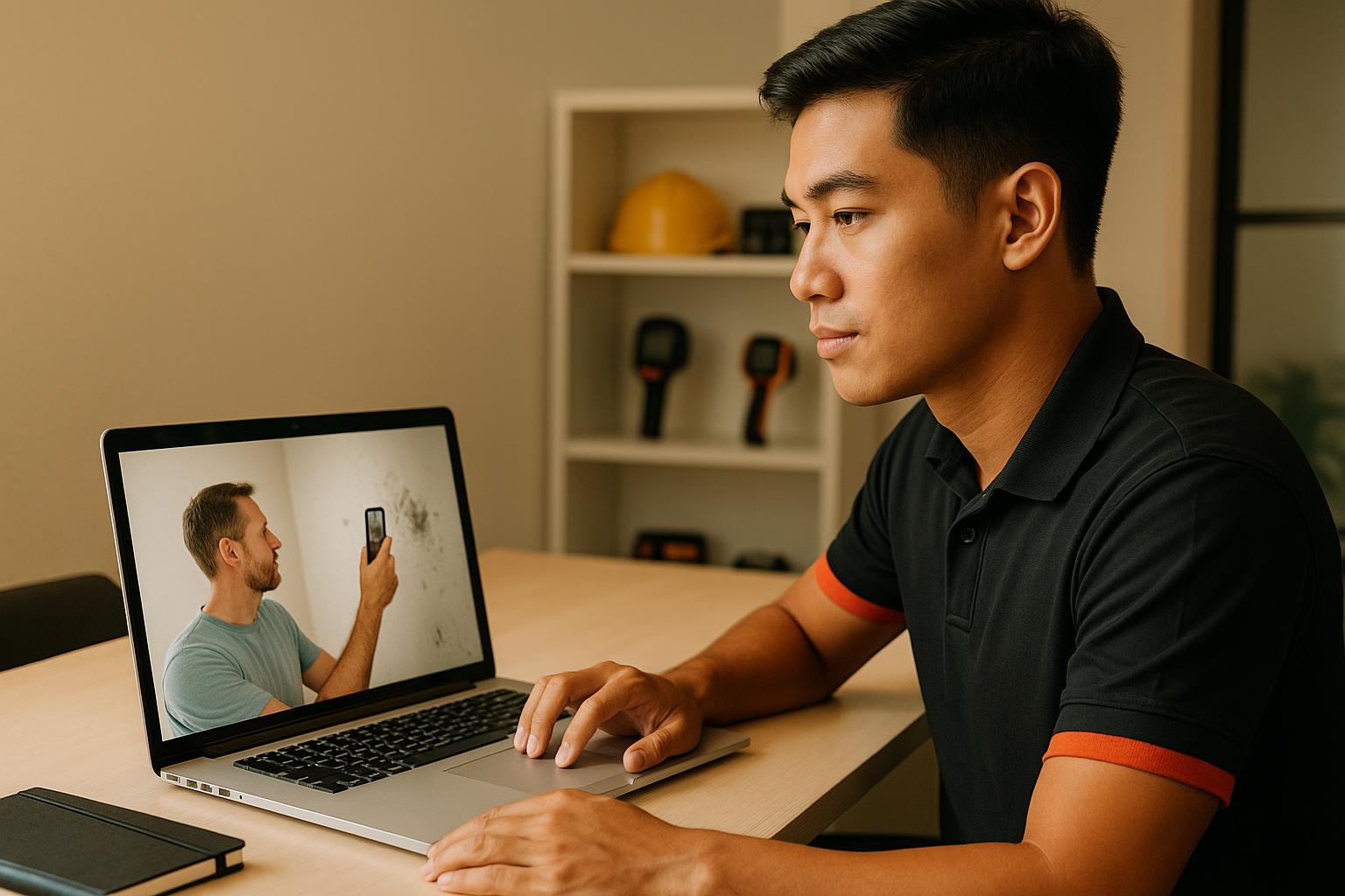 Free virtual mold inspection via smartphone video call with certified inspector